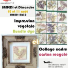 Impression végétale bundle dye et collage de cadres en carton recyclé