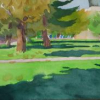 Pochade acrylique, aquarelle et pastel dans les parcs parisiens