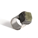 Bague en argent et cube de pyrite oxydé "L'Oxyde"