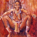 SB Femme Himba Peinture acrylique 100x100