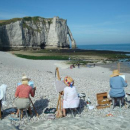 stage de peinture à l'huile devant les falaises