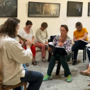 séance de croquis chez Yannis le musicien à Santorin