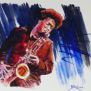 Le saxophoniste 1- Aquarelle 28x38 cm.