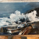 stage "Tempête en mer", acrylique