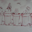 lapin en pots