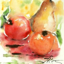 Les fruits de saison  Aquarelle en mouillé sur mouillé