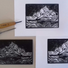 Linogravure en noir et blanc