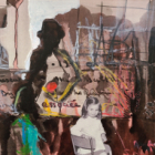 Raconte moi une histoire (technique mixte avec transfert de photographie)